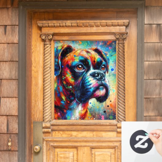 Impressionistische Kleurrijke Pop Art Boxer Dog Pa Raamsticker (Huis Deur)