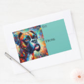 Impressionistische Kleurrijke Pop Art Boxer Dog Pa Rechthoekige Sticker (Envelop)