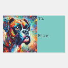Impressionistische Kleurrijke Pop Art Boxer Dog Pa Rechthoekige Sticker