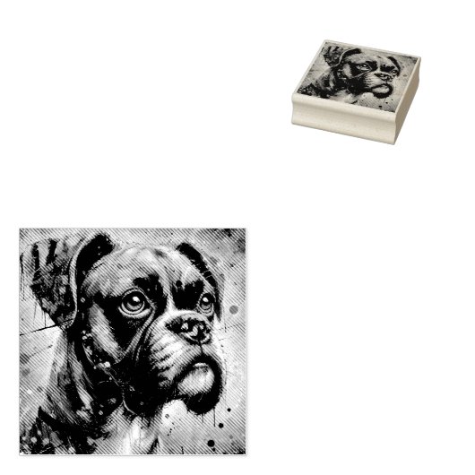 Impressionistische Kleurrijke Pop Art Boxer Dog Pa Rubberstempel (Gestempeld)