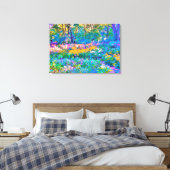 Impressionistische kleurrijke tuinlandschapsbloeme canvas afdruk (Insitu (Slaapkamer))