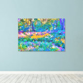 Impressionistische kleurrijke tuinlandschapsbloeme canvas afdruk (Insitu (Houten vloer))