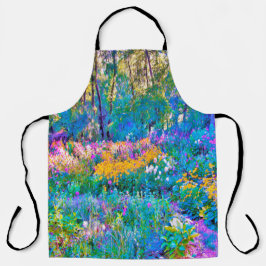 Impressionistische kleurrijke tuinlandschapsbloeme schort