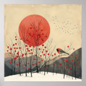 Impressionistische kunst die de bomen van de Sun M Poster (Voorkant)