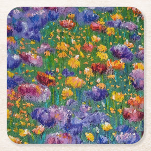 Impressionistische kunst, veld met bloemen kartonnen onderzetters