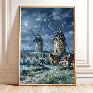Impressionistische lente dorpsmuur kunst poster