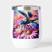 Impressionistische libel op roze madeliefjes bloem (Achterkant)