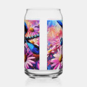 Impressionistische libel op roze madeliefjes bloem blikvorm glas (Rechts)