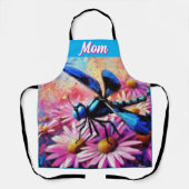 Impressionistische libel op roze madeliefjes bloem schort (Voorkant)