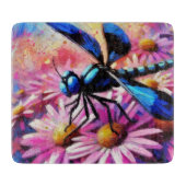 Impressionistische libel op roze madeliefjes bloem snijplank (Voorkant)