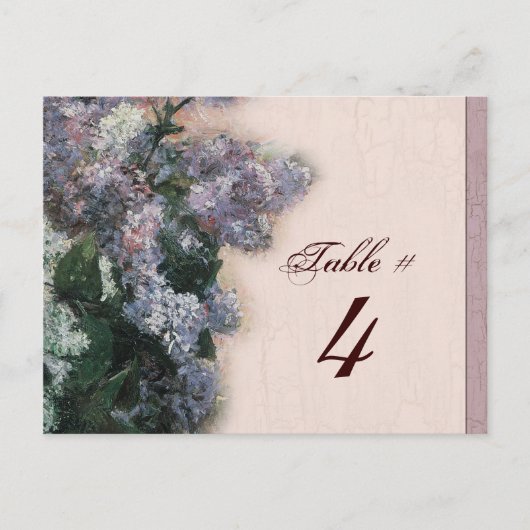 Impressionistische Lilacs - Tafelnummer Kaart (Voorkant)