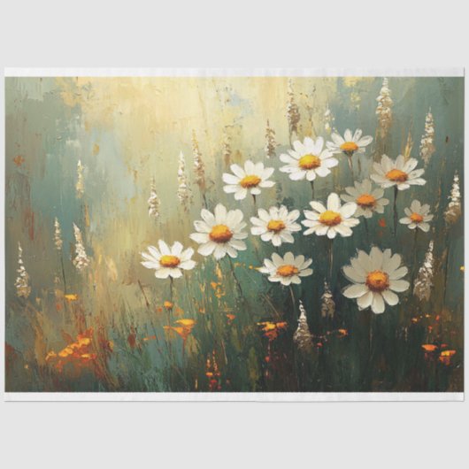 Impressionistische madeliefjesveld Art Decoupage Tissuepapier (Voorkant)