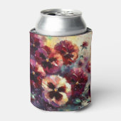 Impressionistische Maroon Pansies Floral Painting Blikjeskoeler (Blikje Voorkant)