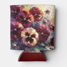 Impressionistische Maroon Pansies Floral Painting Blikjeskoeler