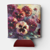 Impressionistische Maroon Pansies Floral Painting Blikjeskoeler (Achterkant)