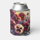 Impressionistische Maroon Pansies Floral Painting Blikjeskoeler (Blikje Achterkant)