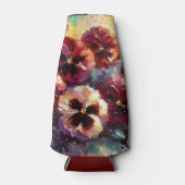 Impressionistische Maroon Pansies Floral Painting Flesjeskoeler (Voorkant)