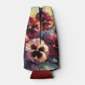 Impressionistische Maroon Pansies Floral Painting Flesjeskoeler (Achterkant)