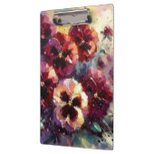 Impressionistische Maroon Pansies Floral Painting Klembord (Links)