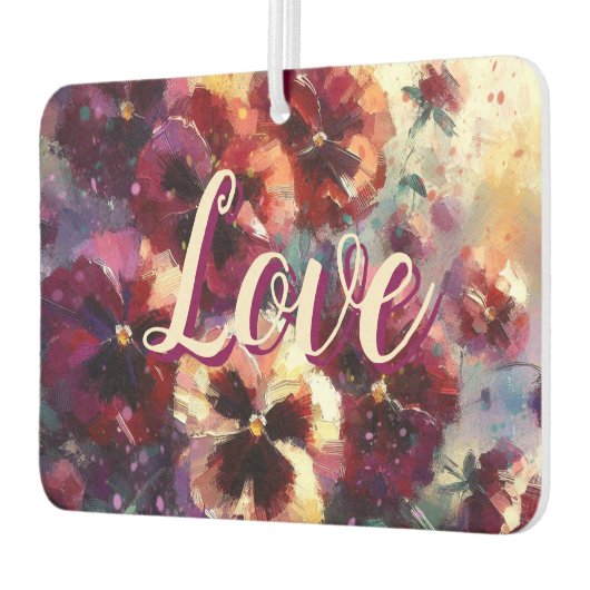 Impressionistische Maroon Pansies Floral Painting Luchtverfrisser (Links)