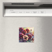 Impressionistische Maroon Pansies Floral Painting Magneet (Insitu (Vaatwasser))