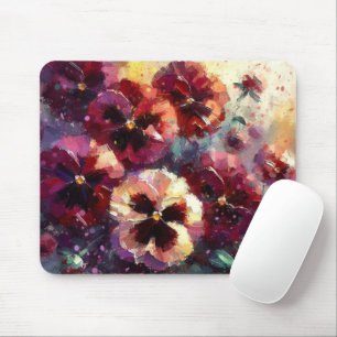 Impressionistische Maroon Pansies Floral Painting Muismat