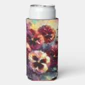 Impressionistische Maroon Pansies Floral Painting Seltzer Blikjeskoeler (Seltzer Achterkant)