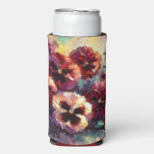 Impressionistische Maroon Pansies Floral Painting Seltzer Blikjeskoeler (Seltzer Voorkant)