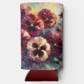 Impressionistische Maroon Pansies Floral Painting Seltzer Blikjeskoeler (Achterkant)