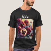 Impressionistische Maroon Pansies Floral Painting T-shirt (Voorkant)