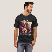 Impressionistische Maroon Pansies Floral Painting T-shirt (Voorkant volledig)