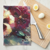 Impressionistische Maroon Pansies Floral Painting Theedoek (Quarter Fold)