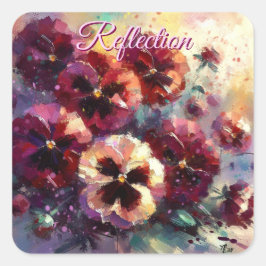 Impressionistische Maroon Pansies Floral Painting Vierkante Sticker