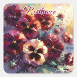 Impressionistische Maroon Pansies Floral Painting Vierkante Sticker
