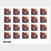 Impressionistische Maroon Pansies Floral Painting Vierkante Sticker (Vel)