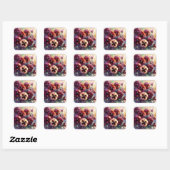 Impressionistische Maroon Pansies Floral Painting Vierkante Sticker (Vel)