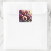 Impressionistische Maroon Pansies Floral Painting Vierkante Sticker (Tas)
