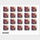 Impressionistische Maroon Pansies Floral Painting Vierkante Sticker (Vel)