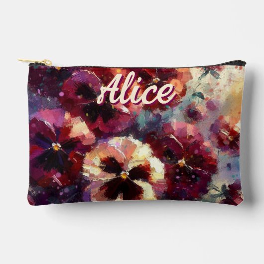 Impressionistische Maroon Pansies gepersonaliseerd Etui (Voorkant)