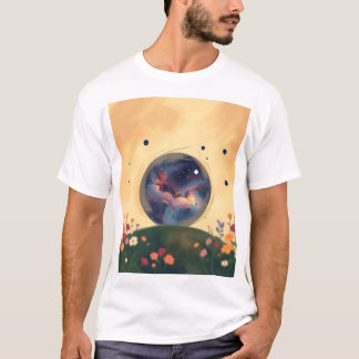 Impressionistische Melkweg met Bloeiende Tuin T-shirt