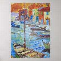 Impressionistische Middellandse Zee Havenboten