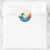 Impressionistische Oceaan Golf Ronde Sticker (Tas)