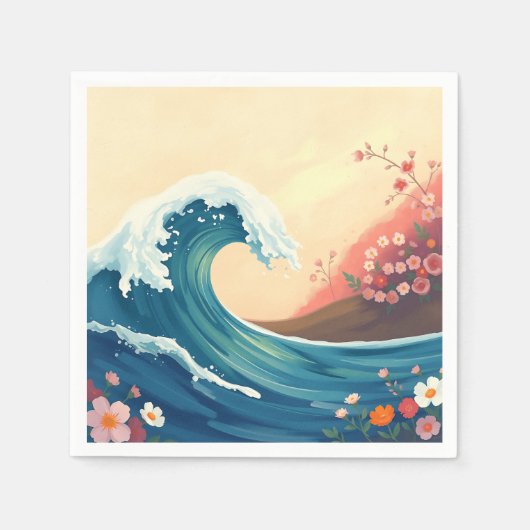 Impressionistische Oceaan Golf Servet (Voorkant)