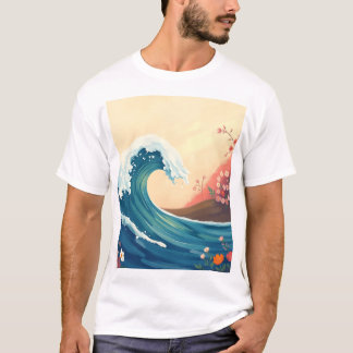 Impressionistische oceaangolf t-shirt