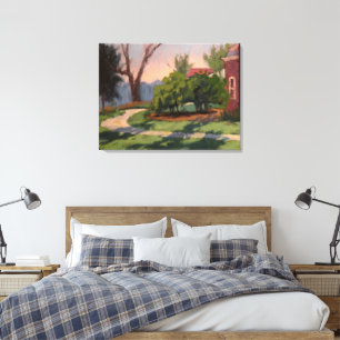 Impressionistische ochtend in het natuurreservaat canvas afdruk