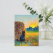 Impressionistische olieverfschilderij van Cat door Briefkaart (Staand voorkant)
