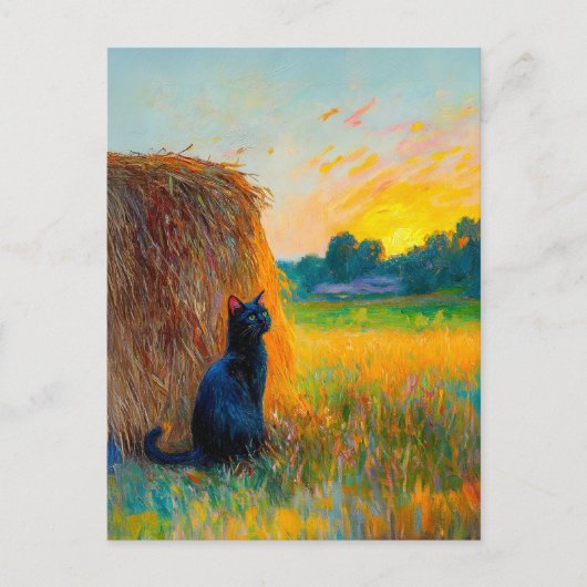 Impressionistische olieverfschilderij van Cat door Briefkaart (Voorkant)