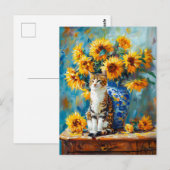 Impressionistische olieverfschilderij van kat door briefkaart (Voorkant / Achterkant)
