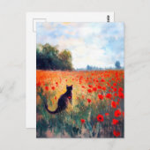 Impressionistische olieverfschilderij van kat in p briefkaart (Voorkant / Achterkant)