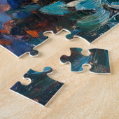 Impressionistische olieverfschilderij van kat in t legpuzzel (Zijkant)